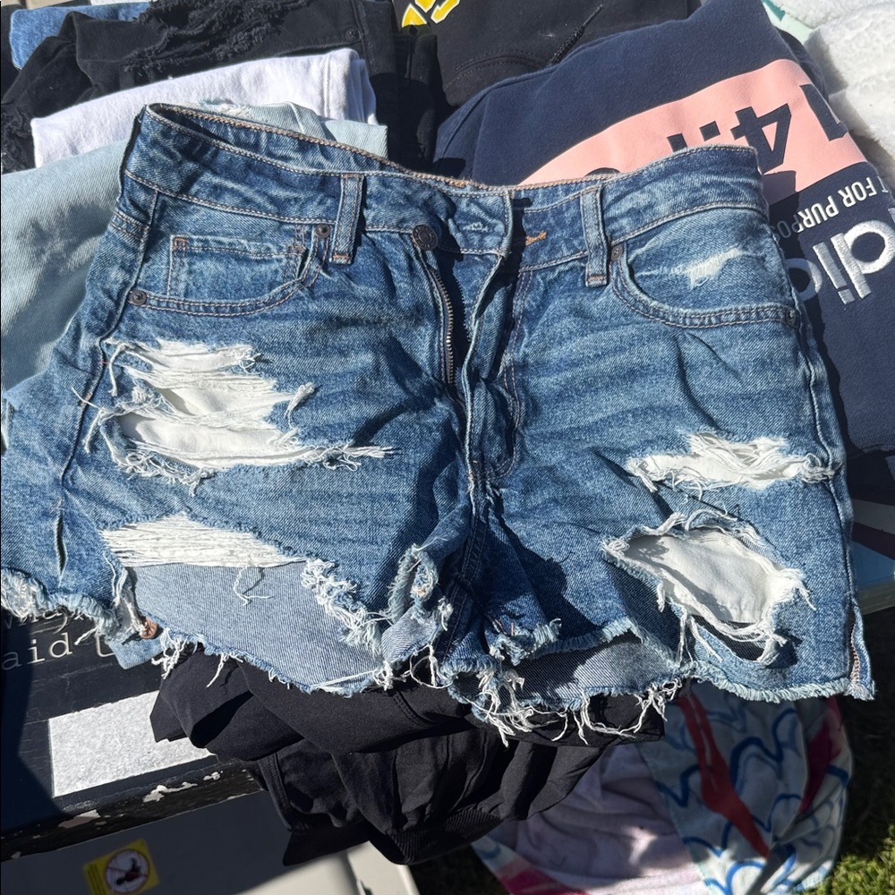 American Eagle Outfitters Ripped Blue Jean Shorts
